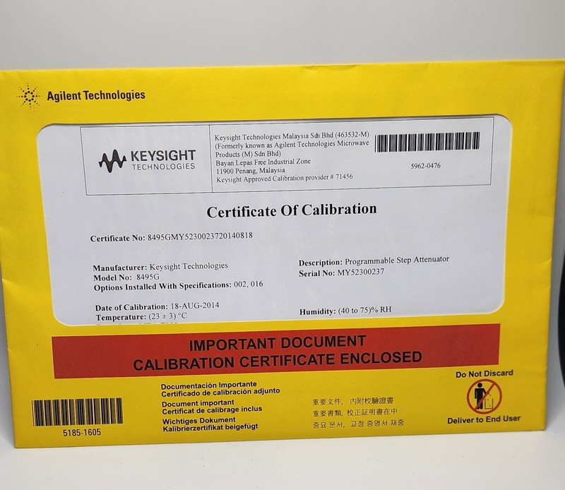 Keysight / Agilent 8495G Opt: /002/016 Programmable Step Attenuator DC 4GHz gallery