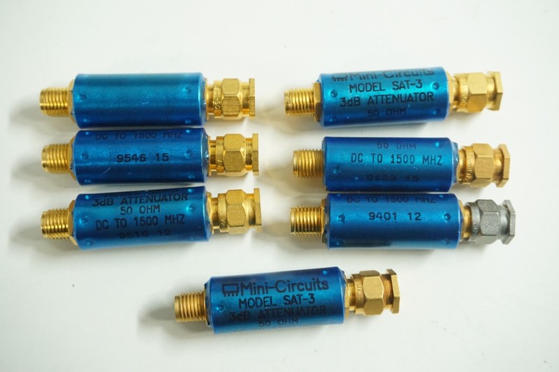 Lot of 7 Mini-Circuits SAT-3 Attenuators - 50 Ohms