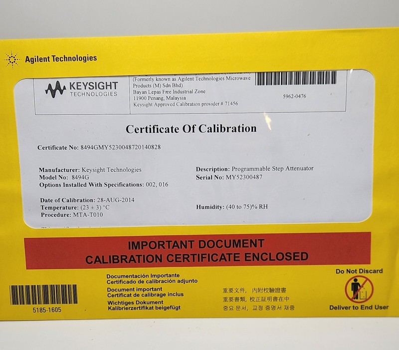 Keysight / Agilent 8494G Opt: /002/016 Programmable Step Attenuator DC 4GHz gallery