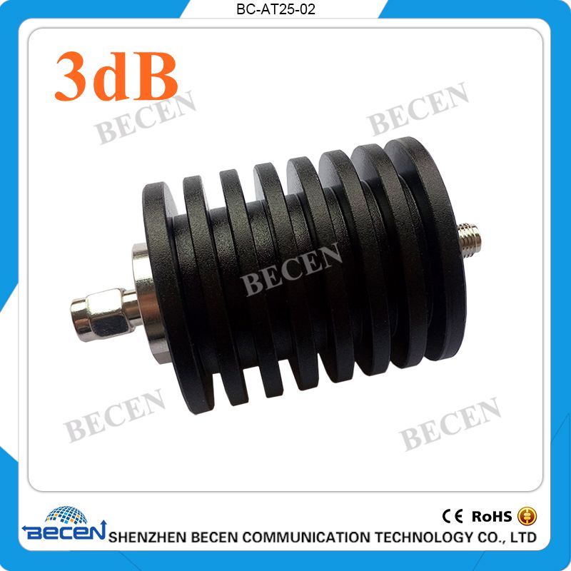 25W N 3dB Attenuator Plug male to Jack female 25 Watt DC 3Ghz
