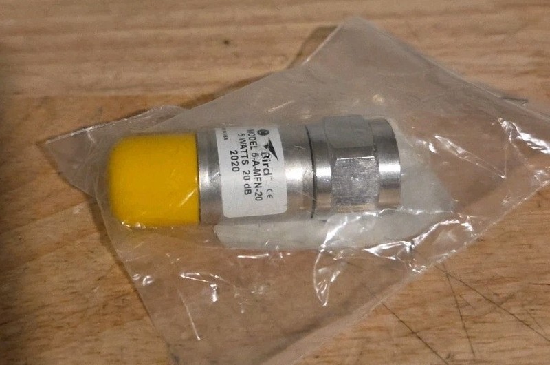 Bird 5-A-MFN-20 5-Watt 20 dB RF Coaxial attenuator N/M to N/F Connector, 4 GHz