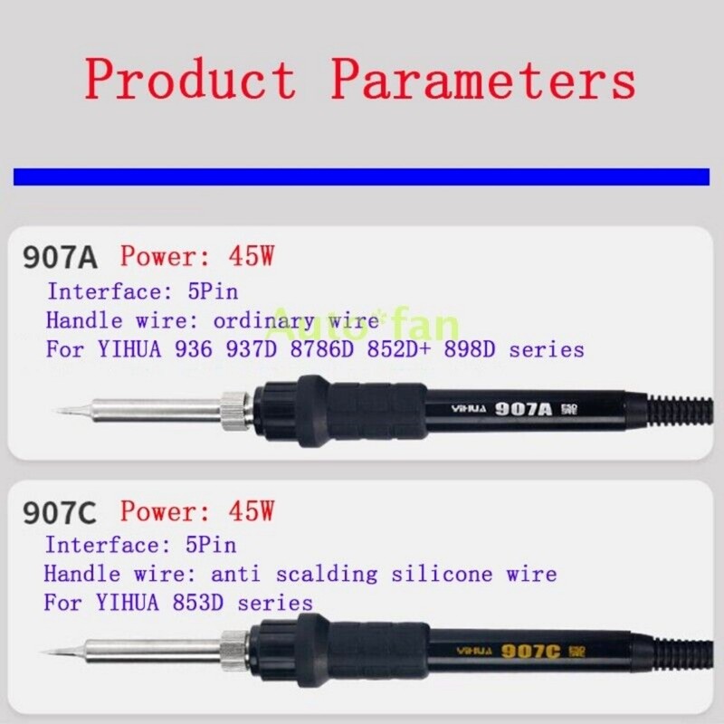 YIHUA 907A 907C 907F 907G 907I Soldering Iron Handle For 852 898D Solder Station gallery