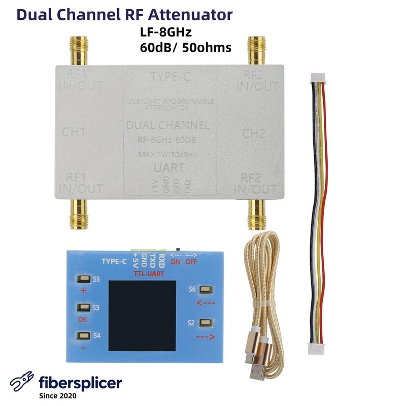 Dual Channel 10kHz-8G RF Attenuator 60dB + Offline Main Controller + TTL Cable