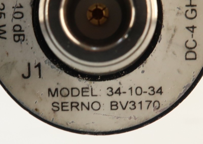 Aeroflex Weinschel 34-10-34 Medium Power Fixed Coaxial Attenuator 4GHz 25W 10dB gallery