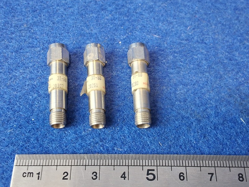 WE RF Attenuator Model: 3T-50 Fixed, 0 to 12.4 GHz, 50 dB, SMA (F/M) lot of 3. gallery