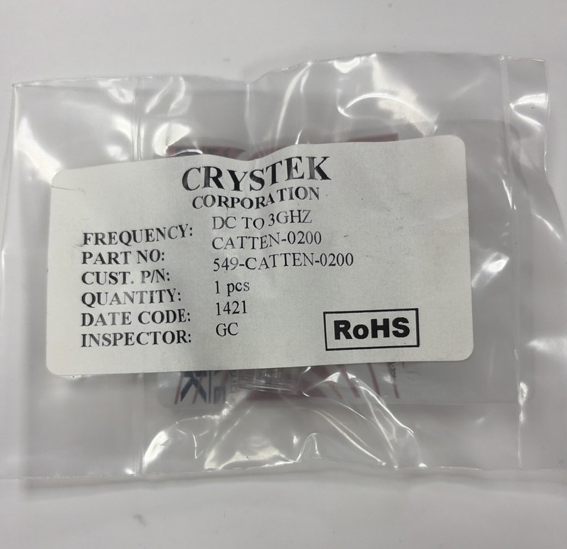 Lot x 10 pcs CRYSTEK CATTEN-0200 RF ATTENUATOR 20DB 50OHM SMA DC TO 3HZ