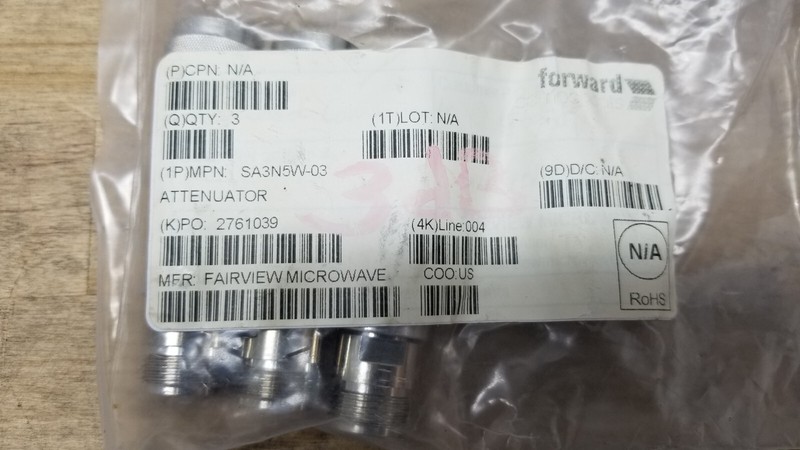 New / NOS LOT OF 3 Fairview Microwave SA3N5W-03 3dB Fixed Attenuator N Male Plug gallery
