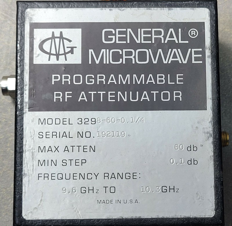 Lot of 4 GM rf attenuators 3298-60-0.1-4,Max Atten 60db/0.1db 9.6GHz to 10.3GHz. gallery