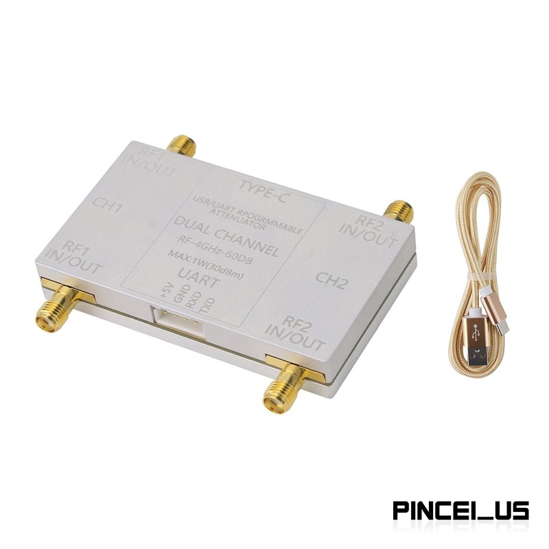 RF-4GHz-60DB Dual Channel Programmable Attenuator (Unit + Type-C Cable) for PC