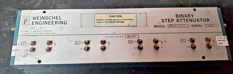 Weinschel AF-144-45-11 Binary Step Attenuator steps of 3, 6, 12, & 24 dB TESTED