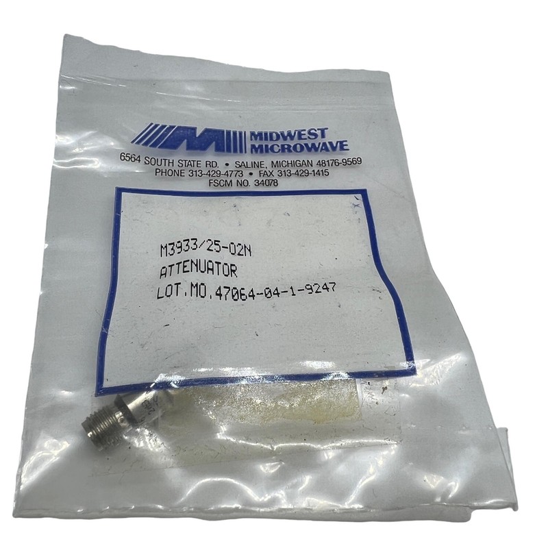 M3933/25-02N Midwest Microwave Fixed Attenuator SMA(F-M) 2dB/2W/2Ghz gallery