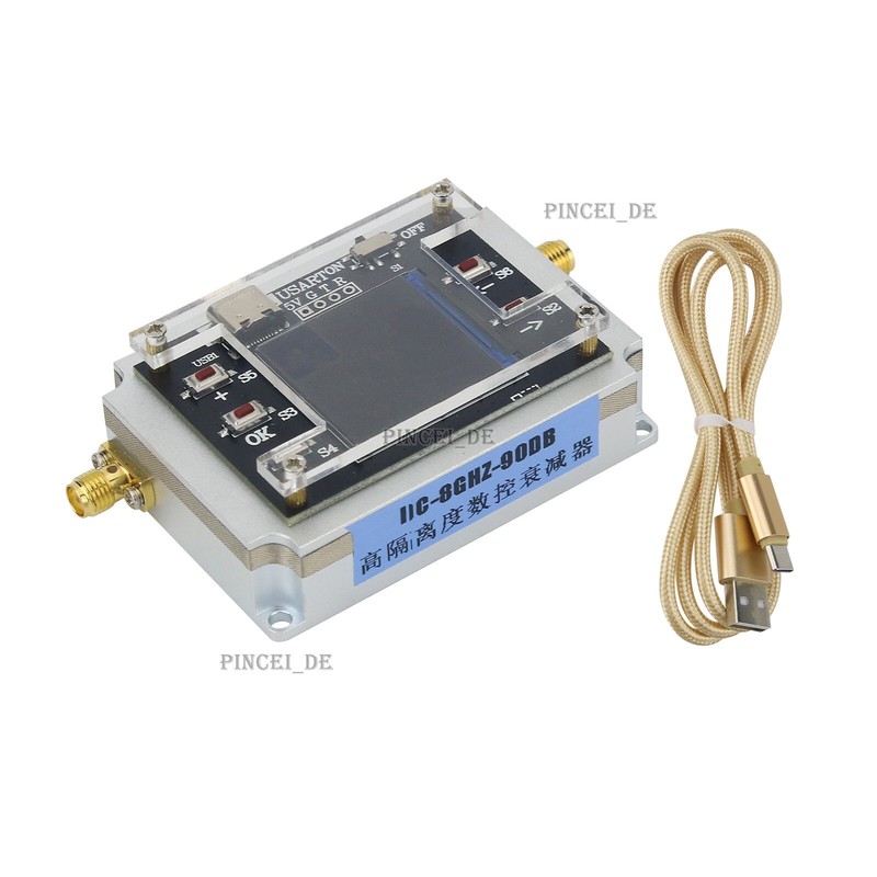 DC-8GHz Digital Programmable Attenuator 1.3″ TFT Screen w/ SMA Female Connector