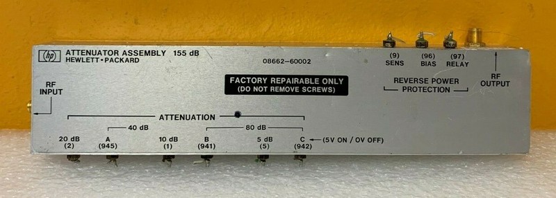 HP / Agilent 28662-60002 155 dB, SMA (F-F) Attenuator. Tested!