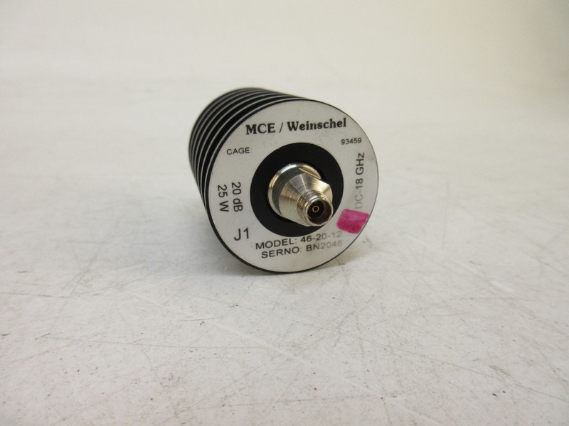 Weinschel 46-20-12 Coaxial Attenuator, DC to 18 GHz, 25 W, 30dB, N(f)-N(m)