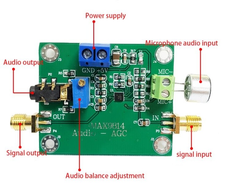 MAX9814 Audio Module Microphone Amplifier VGA Built-in Automatic Gain Control gallery
