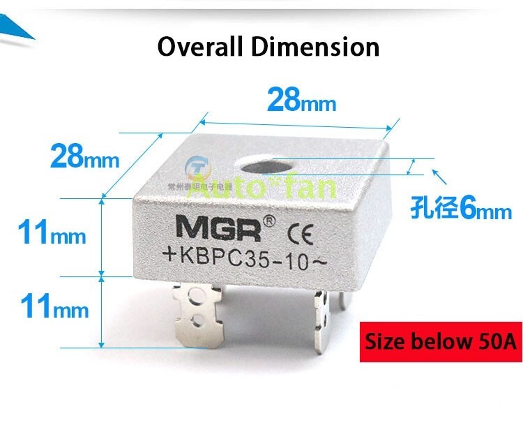 10Pcs New Single Phase Rectifier Bridge Module KBPC 15A 20A 35A AC To DC 12V 24V gallery