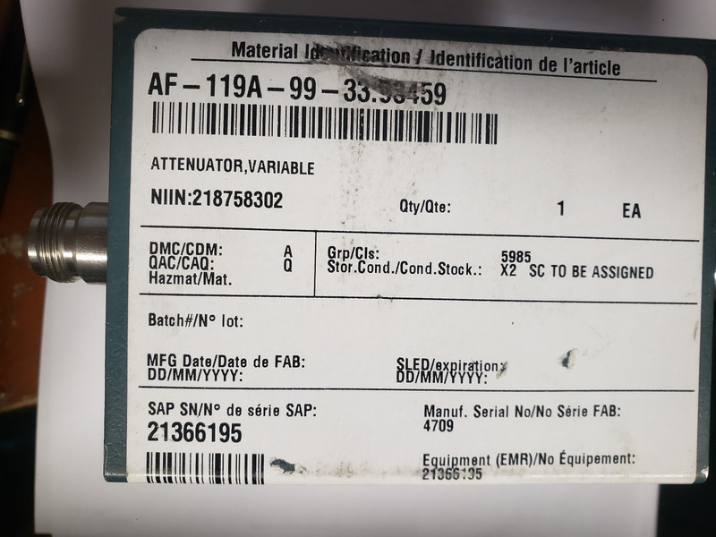 Weinschel variable attenuator AF-119A-99-33.98459 / 9524 0-99dB 1dB step 0-18GHz gallery