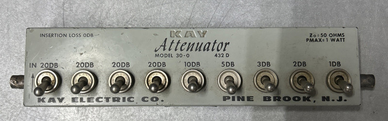 Kay Electric Attenuator Model 30-0 - 432D 50-ohm 1 Watt ~ USED ~ Untested