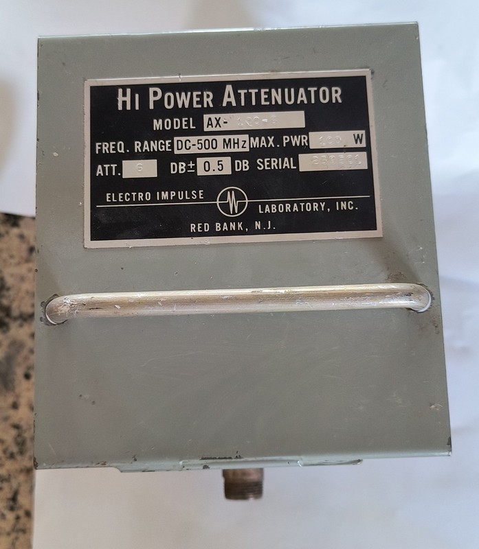 ELECTRO IMPULSE LAB.- HI POWER ATTENUATOR MODEL AX-100-6 RANGE DC-500 MHZ