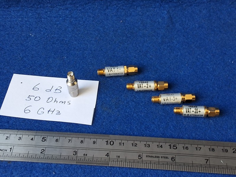 Lot of 5 Mini-Circuits RF Attenuator 15542: 1dB, 2dB, 3dB, 6dB, 20dB.