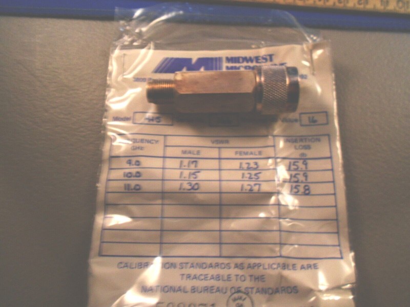 MIDWEST 415-16 ATTENUATOR – 16DB – 5W, N/TNC CONNECTORS – NEW OLD STOCK