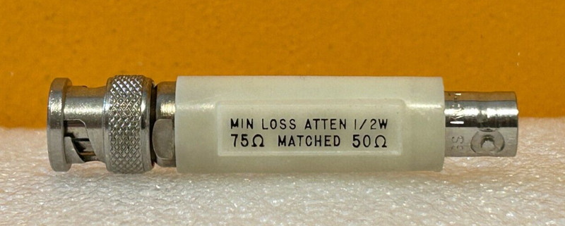 Tektronix 011-057 100 MHz, 2.3 X, 1/2 W, BNC (M-F) 75-50 Ohm Attenuator. Tested! gallery