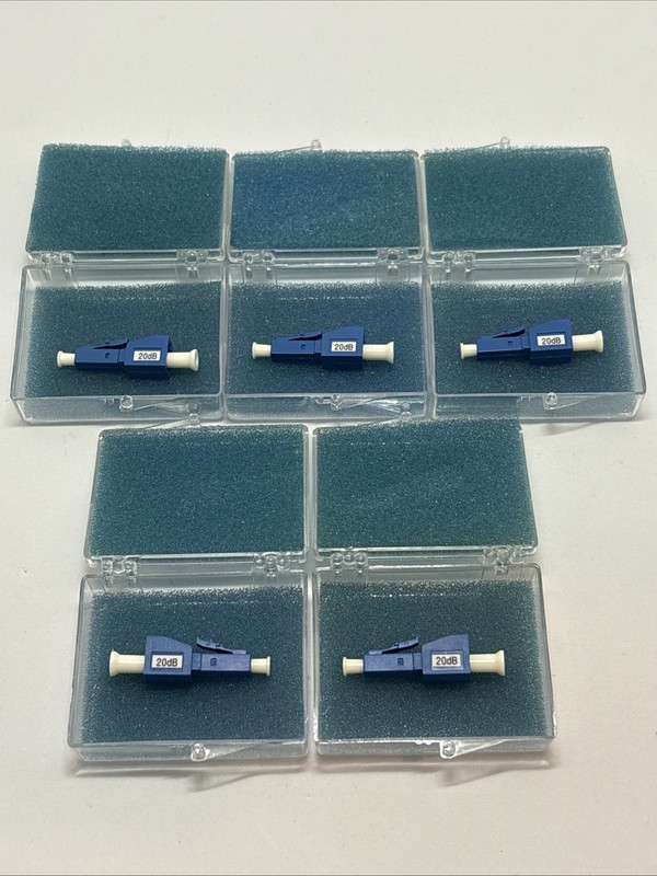 5x LC Fiber Optic Attenuator 20 dB – Lot of 5, New Sealed, Network Optical Compo