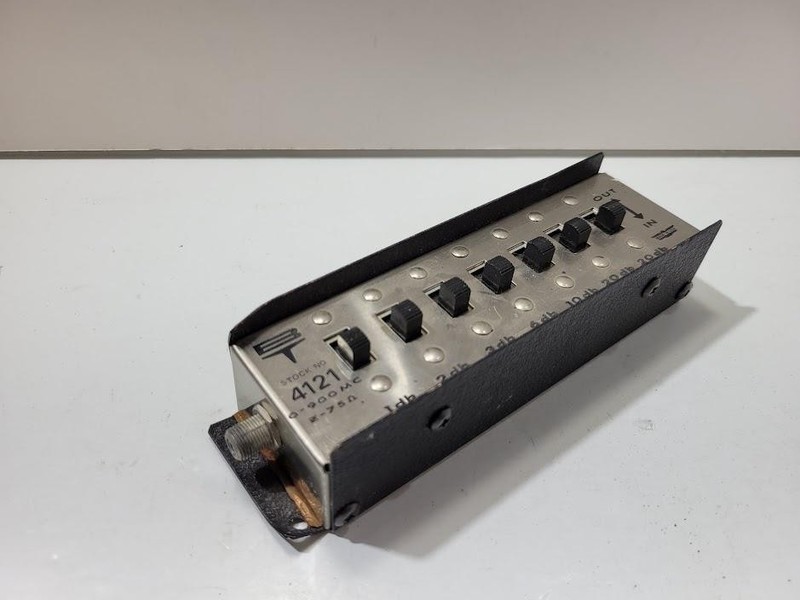Vintage RF Step Attenuator 0-900 MC 75Ω Stock 4121 1-20 dB Inline Coax Cable gallery