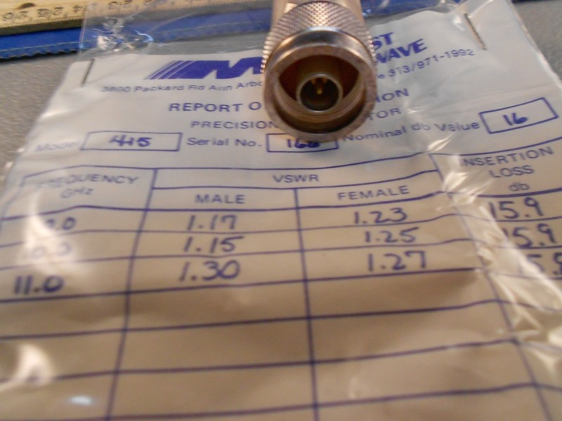MIDWEST 415-16 ATTENUATOR - 16DB - 5W, N/TNC CONNECTORS - NEW OLD STOCK gallery
