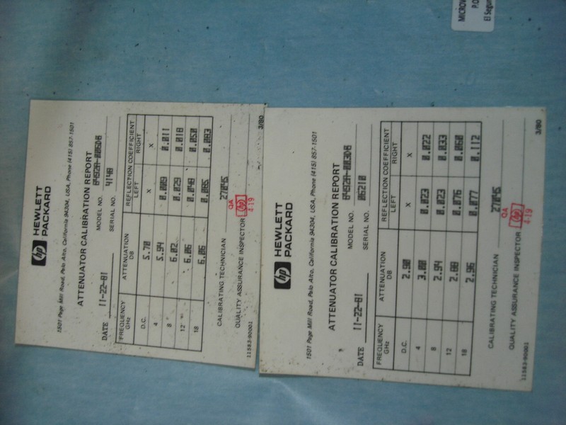 HP 11583A fixed APC-7 attenuator set 3, 6, 10, 20 dB original Calibration Cards gallery