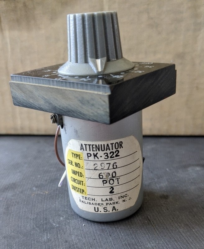 Tech Lab Inc. Attenuator Type PK-322 Imped 600 POT. Used & UNTESTED.
