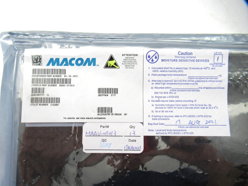 MACOM MAAV-011013 Attenuators, 5-45GHz IL 1.5dB Atten. 30dB *13 QTY NEW* gallery
