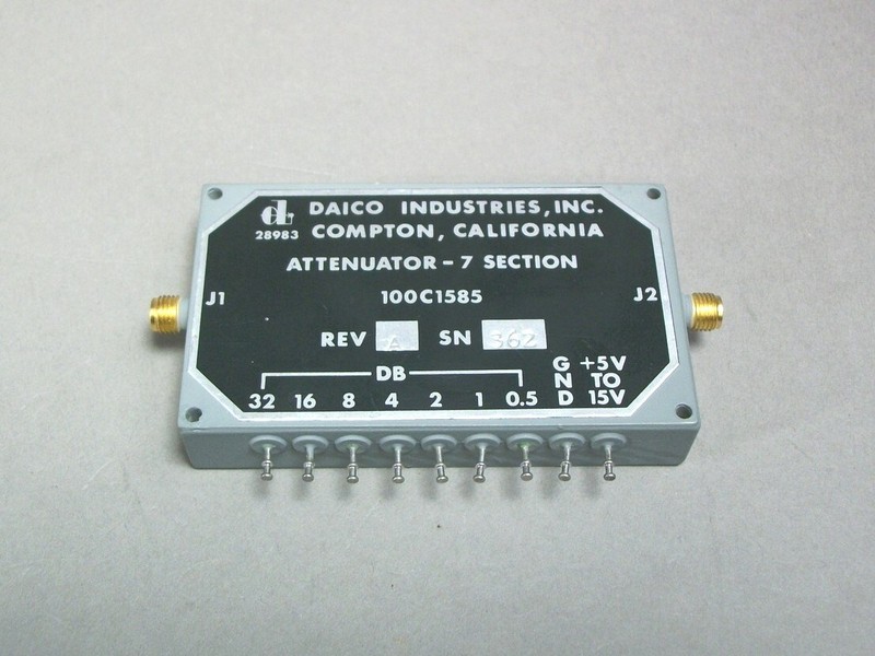 DAICO 100C1585 SMA Step Attenuator 0.5-32 dB 30-500 MHz. 5 – 15 VDC 1.2/1 VSWR