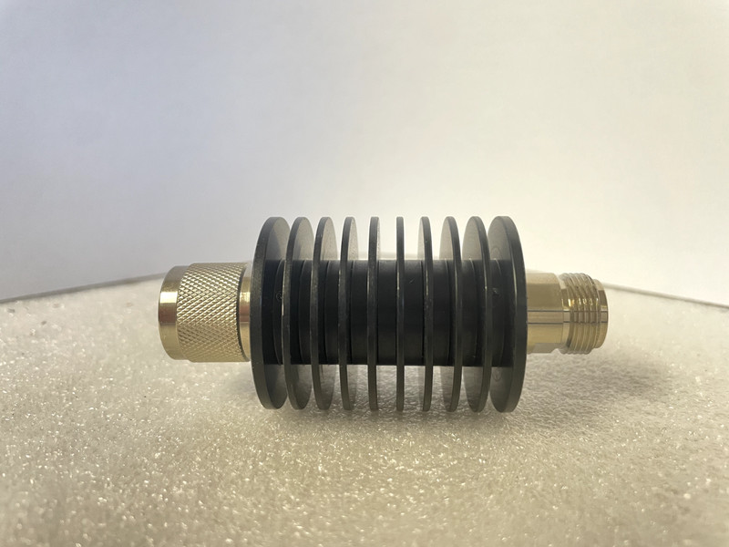 20 dB Fixed Attenuator, N Male to N Female, Black Aluminum Heatsink 10W gallery