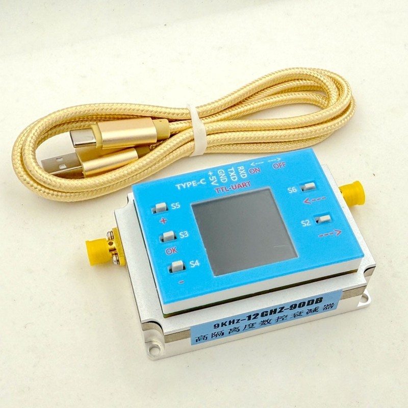 High Isolation Degree Digital Programmable Attenuator 9K-12GHz 1.3″ TFT Screen #