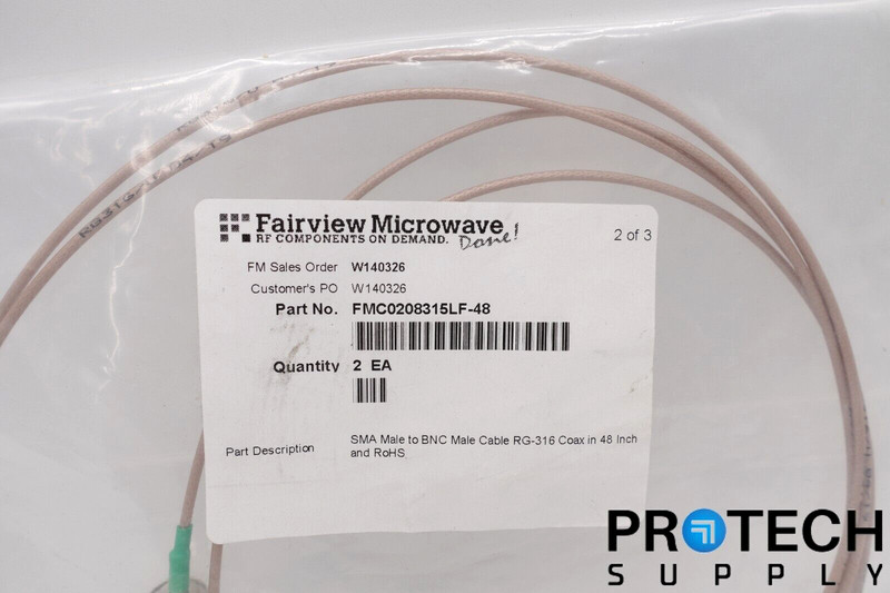 (Qty.2) Faireview FMC0208315LF-48 SMA Male to BNC Male Cable NEW with WARRANTY gallery