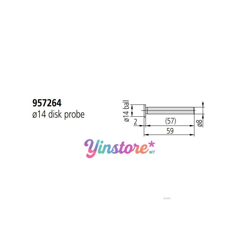 Height Gages Disc-Shaped Probe Inserts 14mm,8mm Shank,L59mm,Compare to 957264 gallery