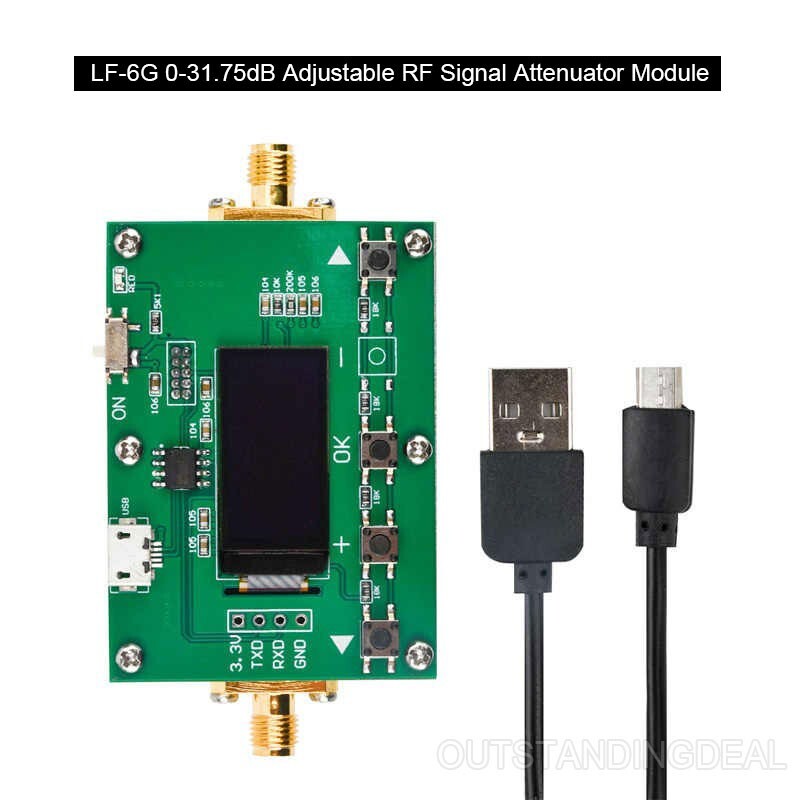 DC5V LF-6G 0-31.75dB Adjustable RF Signal Attenuator Module with OLED Display