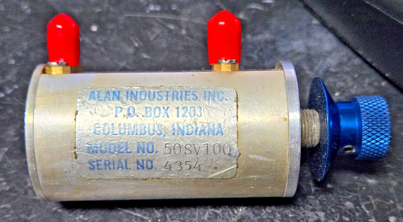 Alan Industries rotary step Attenuator 0-100dB in 10dB steps DC-2GHz SMA 1.3"OD
