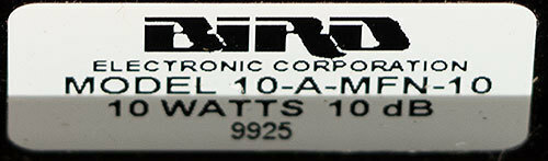 Bird 10-A-MFN-10 dB 10 Watt Type-N Bi-Directional Dry RF Attenuator gallery