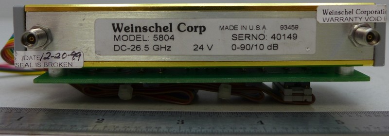 Weinschel 5804 Prog. Attenuator DC-26.5 GHz, 0-90dB, 10dB step, 24V, w/Board