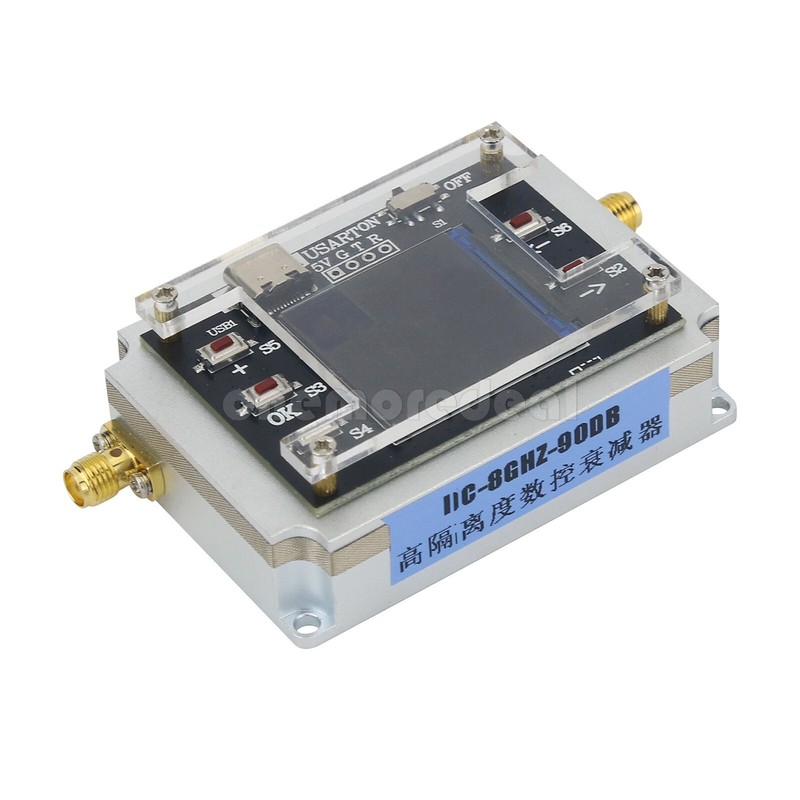 DC-8GHz/3GHz Digital Programmable Attenuator CNC Isolation Attenuator 1.3" TFT gallery