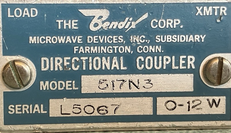 Bendix Microwave Devices- DIRECTIONAL COUPLER - Model 517N3 - 0-12 Watts gallery