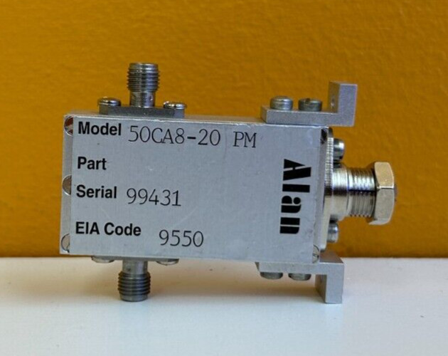 Alan 50CA8-20PM 4 to 8 GHz, 20 dB, SMA (F-F) Panel Mount, Attenuator. Tested!