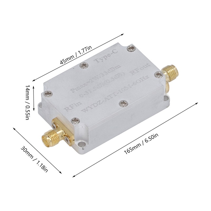Digital Attenuator TYPE C SMA Female 2W 0‑31.5dB 10M‑6GHZ CNC Digital Attenuator gallery