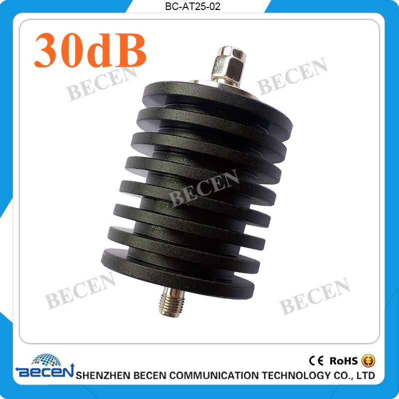 25W N 30dB Attenuator Plug male to Jack female 25 Watt DC 3Ghz