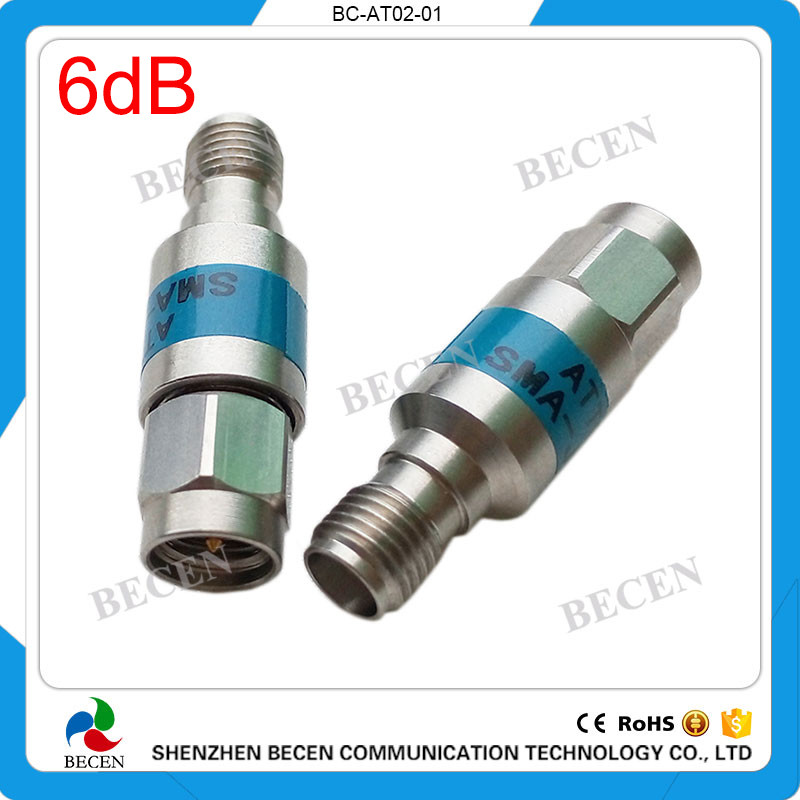 rf Coaxial 2W SMA 6dB Attenuator Plug male to Jack female 2Watt DC-6Ghz 50ohm