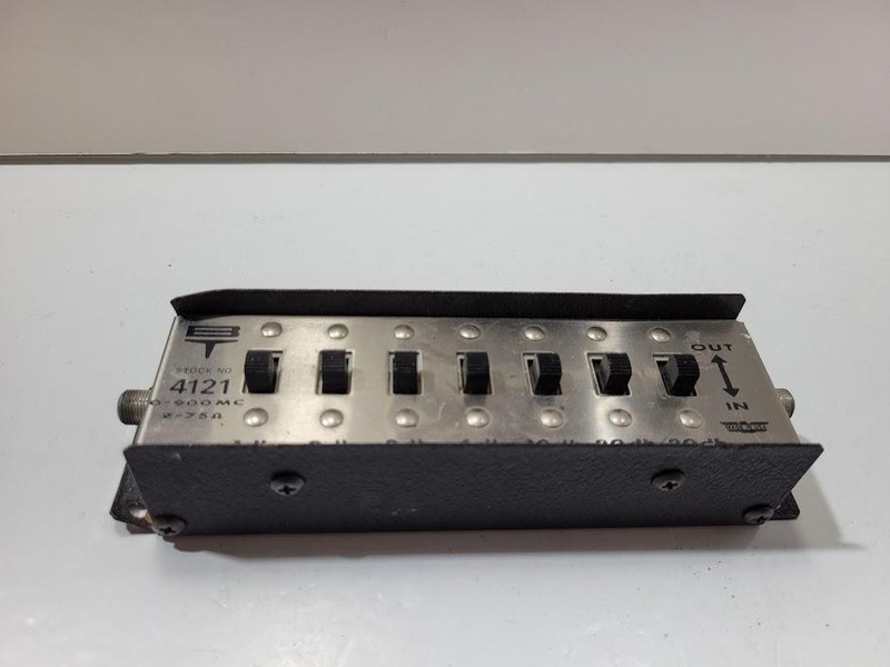 Vintage RF Step Attenuator 0-900 MC 75Ω Stock 4121 1-20 dB Inline Coax Cable