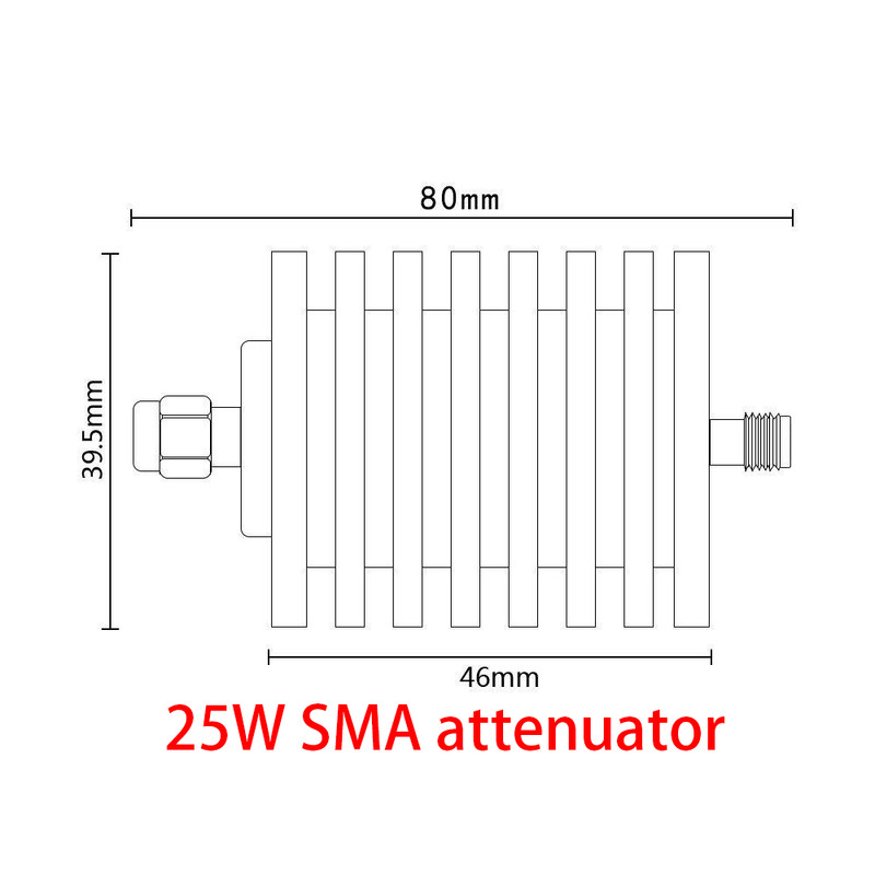 25W SMA 10dB Fixed Coaxial RF Attenuator DC-3GHz 50 Ohm SMA Male Female Coaxial gallery