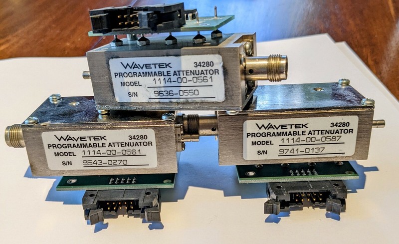Qty. 3:  WAVETEK PROGRAMMABLE ATTENUATOR 34280, Model 1114-00-0561 & 0587 gallery